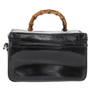 GUCCI Bamboo Vanity Hand Bag Patent 2way Black Silver 013 122 2491 Auth bs33063-2