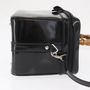 GUCCI Bamboo Vanity Hand Bag Patent 2way Black Silver 013 122 2491 Auth bs33063-3