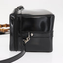 GUCCI Bamboo Vanity Hand Bag Patent 2way Black Silver 013 122 2491 Auth bs33063-4
