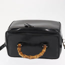 GUCCI Bamboo Vanity Hand Bag Patent 2way Black Silver 013 122 2491 Auth bs33063-6