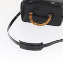GUCCI Bamboo Vanity Hand Bag Patent 2way Black Silver 013 122 2491 Auth bs33063-8
