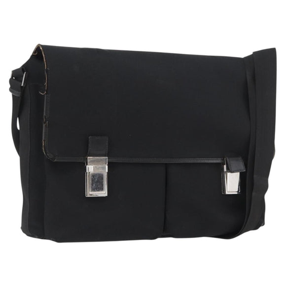 GUCCI Shoulder Bag Canvas Black Silver 92538 Auth bs33064