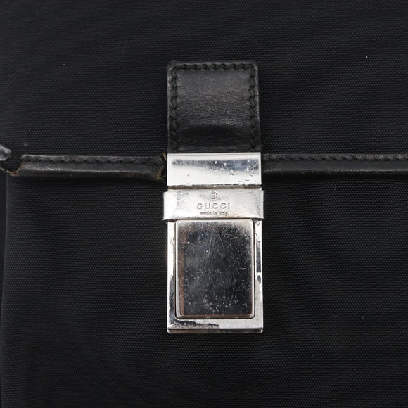 GUCCI Shoulder Bag Canvas Black Silver 92538 Auth bs33064