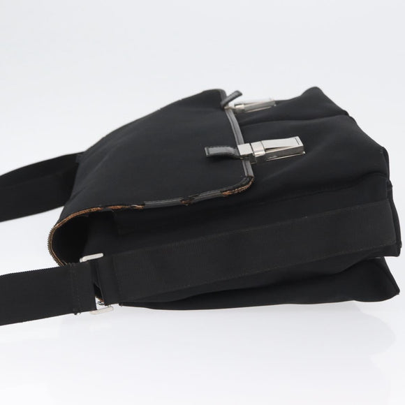 GUCCI Shoulder Bag Canvas Black Silver 92538 Auth bs33064