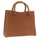 GUCCI Bamboo Hand Bag Leather Brown Gold 002 2853 02600 Auth bs33066-1