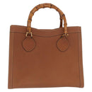 GUCCI Bamboo Hand Bag Leather Brown Gold 002 2853 02600 Auth bs33066-2