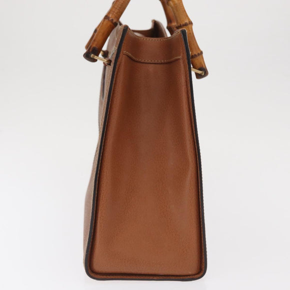 GUCCI Bamboo Hand Bag Leather Brown Gold 002 2853 02600 Auth bs33066