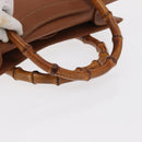 GUCCI Bamboo Hand Bag Leather Brown Gold 002 2853 02600 Auth bs33066-7