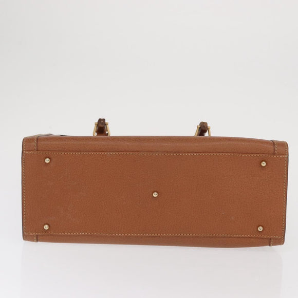 GUCCI Bamboo Hand Bag Leather Brown Gold 002 2853 02600 Auth bs33066
