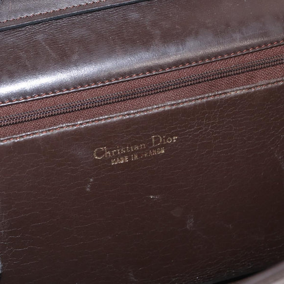 Christian Dior Shoulder Bag Leather Brown Gold Auth bs33067