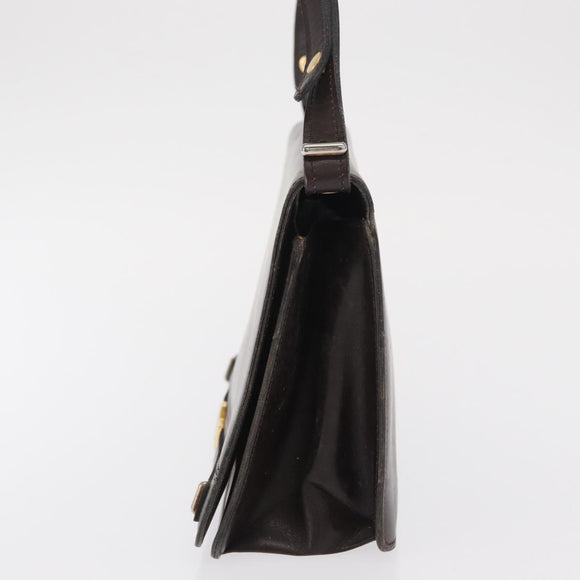 Christian Dior Shoulder Bag Leather Brown Gold Auth bs33067