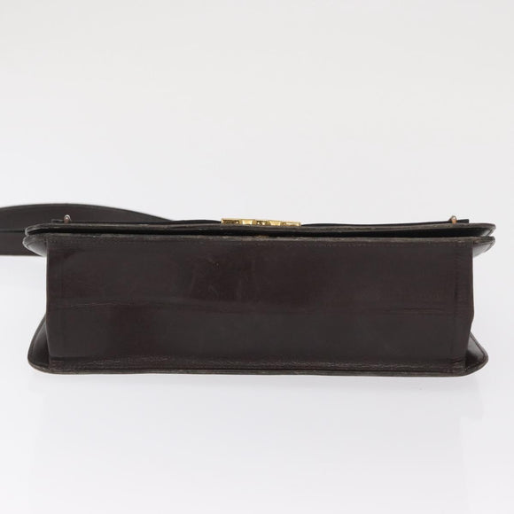 Christian Dior Shoulder Bag Leather Brown Gold Auth bs33067