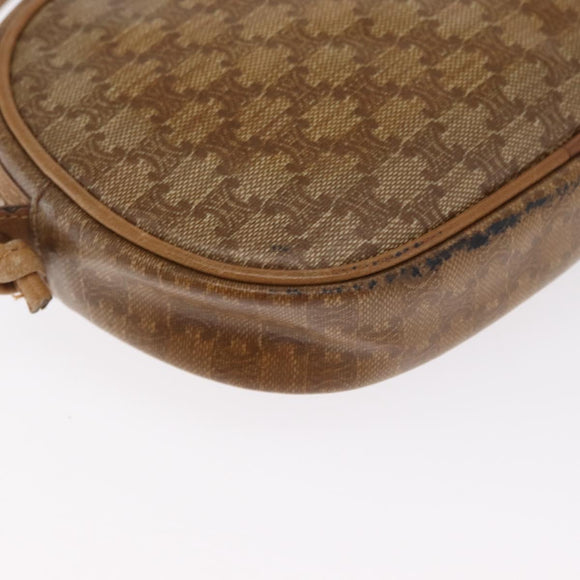CELINE Macadam Canvas Shoulder Bag PVC Beige Auth bs33070