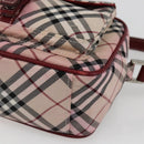 BURBERRY Nova Check Blue Label Shoulder Bag Nylon Beige Silver Auth bs33073-10