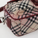 BURBERRY Nova Check Blue Label Shoulder Bag Nylon Beige Silver Auth bs33073-11