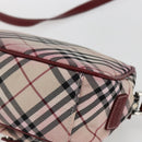 BURBERRY Nova Check Blue Label Shoulder Bag Nylon Beige Silver Auth bs33073-12