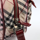 BURBERRY Nova Check Blue Label Shoulder Bag Nylon Beige Silver Auth bs33073-15