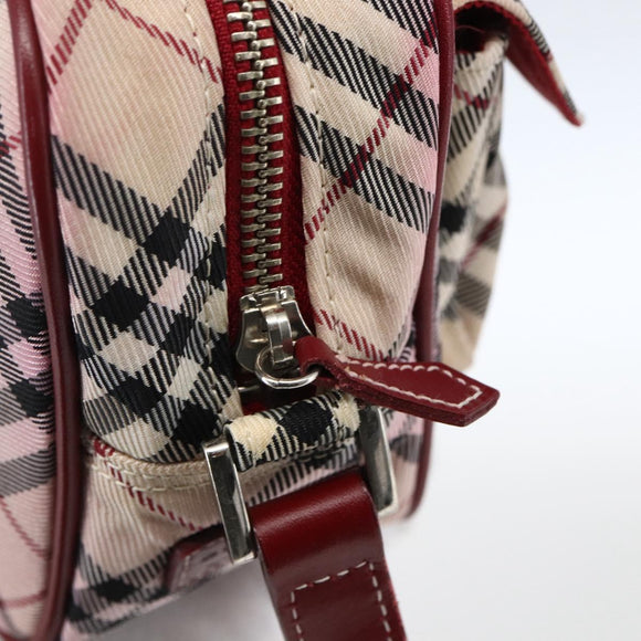 BURBERRY Nova Check Blue Label Shoulder Bag Nylon Beige Silver Auth bs33073