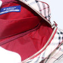BURBERRY Nova Check Blue Label Shoulder Bag Nylon Beige Silver Auth bs33073-18