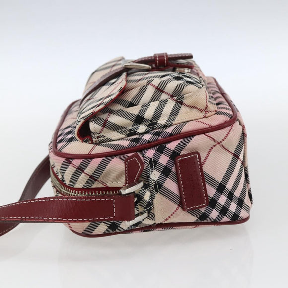 BURBERRY Nova Check Blue Label Shoulder Bag Nylon Beige Silver Auth bs33073