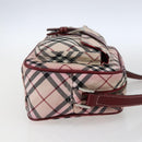 BURBERRY Nova Check Blue Label Shoulder Bag Nylon Beige Silver Auth bs33073-5