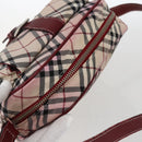 BURBERRY Nova Check Blue Label Shoulder Bag Nylon Beige Silver Auth bs33073-6