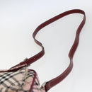 BURBERRY Nova Check Blue Label Shoulder Bag Nylon Beige Silver Auth bs33073-8