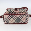 BURBERRY Nova Check Blue Label Shoulder Bag Nylon Beige Silver Auth bs33073-9