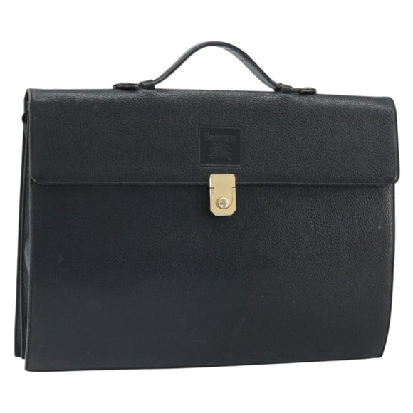 Burberry Business Tas Leer Zwart Goud Auth bs33074