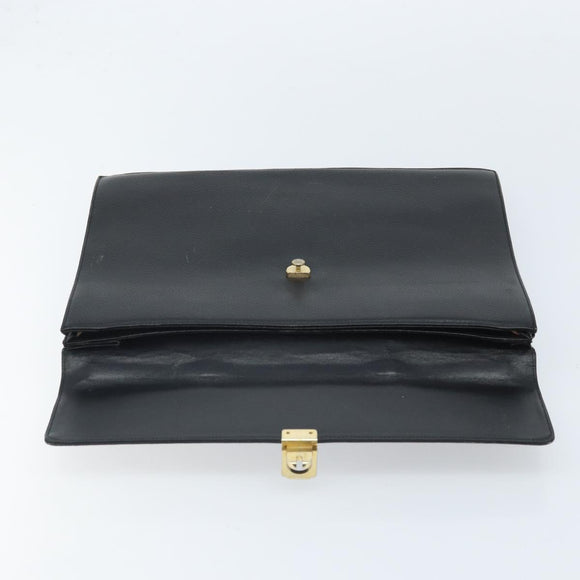 Burberry Business Tas Leer Zwart Goud Auth bs33074