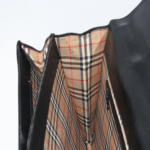Burberry Business Tas Leer Zwart Goud Auth bs33074