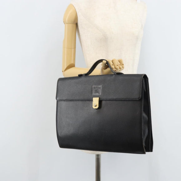 Burberry Business Tas Leer Zwart Goud Auth bs33074