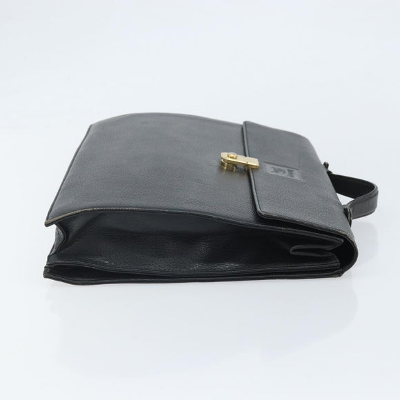 Burberry Business Tas Leer Zwart Goud Auth bs33074