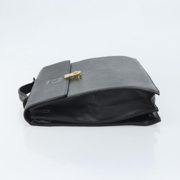 Burberry Business Tas Leer Zwart Goud Auth bs33074