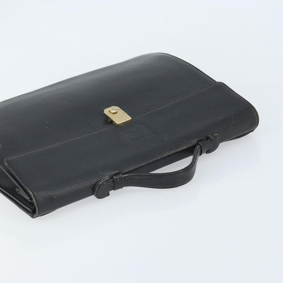 Burberry Business Tas Leer Zwart Goud Auth bs33074
