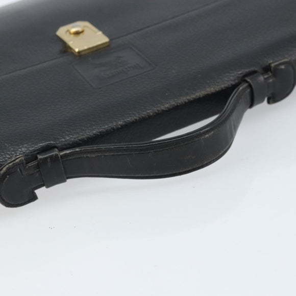 Burberry Business Tas Leer Zwart Goud Auth bs33074