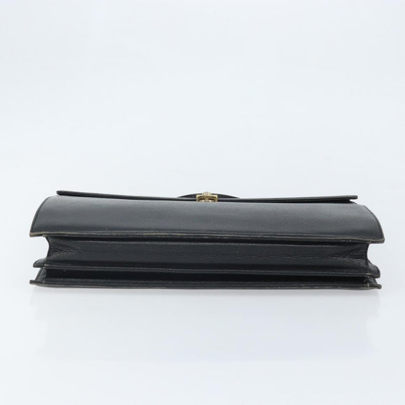 Burberry Business Tas Leer Zwart Goud Auth bs33074