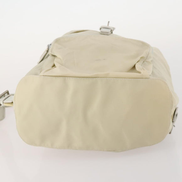 PRADA Backpack Nylon Beige Silver Auth bs33075