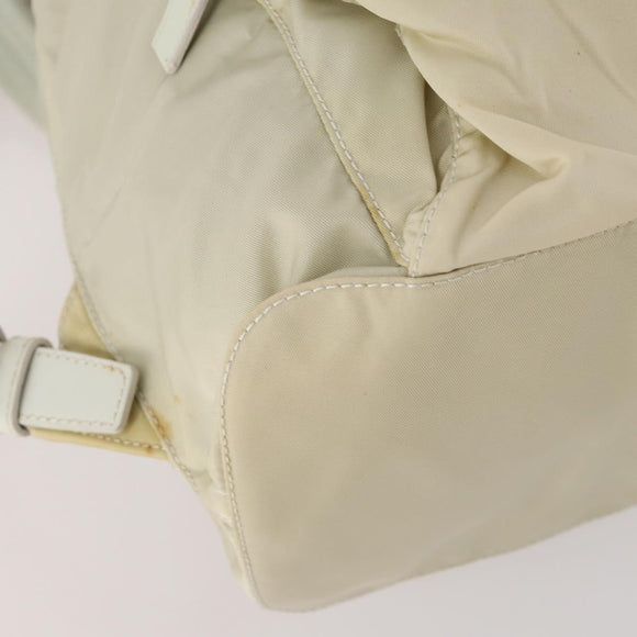 PRADA Backpack Nylon Beige Silver Auth bs33075