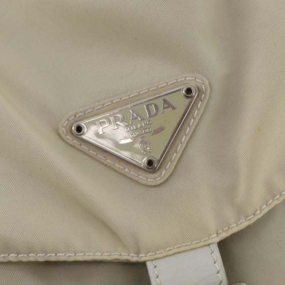 PRADA Backpack Nylon Beige Silver Auth bs33075