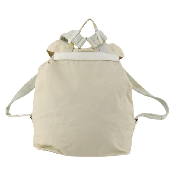 PRADA Backpack Nylon Beige Silver Auth bs33075