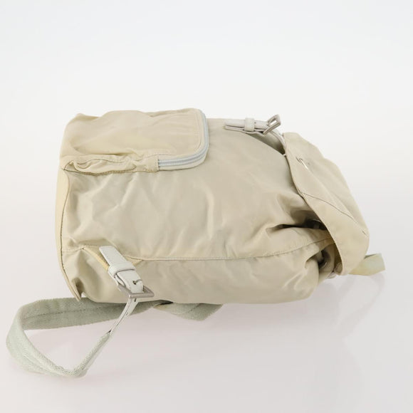 PRADA Backpack Nylon Beige Silver Auth bs33075