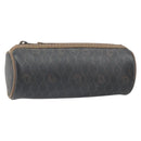 Christian Dior Honeycomb Canvas Pouch PVC Leather Black Auth bs33076-1