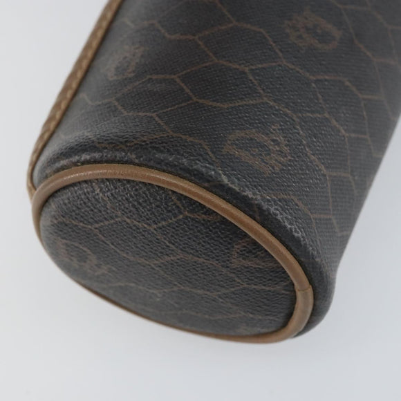 Christian Dior Honeycomb Canvas Pouch PVC Leather Black Auth bs33076