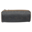 Christian Dior Honeycomb Canvas Pouch PVC Leather Black Auth bs33076-2