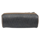 Christian Dior Honeycomb Canvas Pouch PVC Leather Black Auth bs33076-3