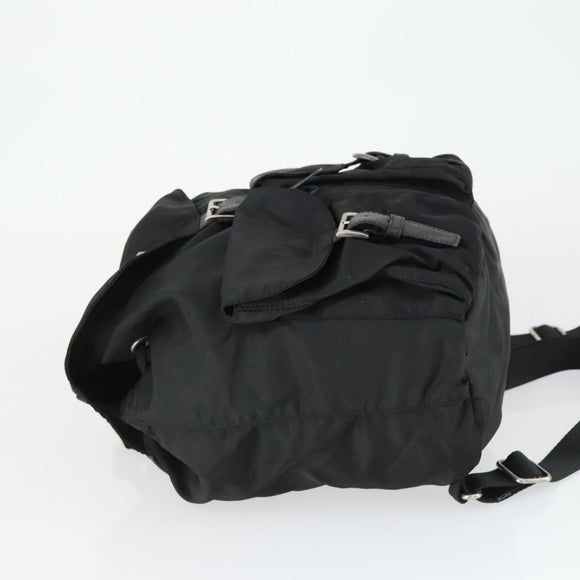 PRADA Backpack Nylon Black Silver Auth bs33077
