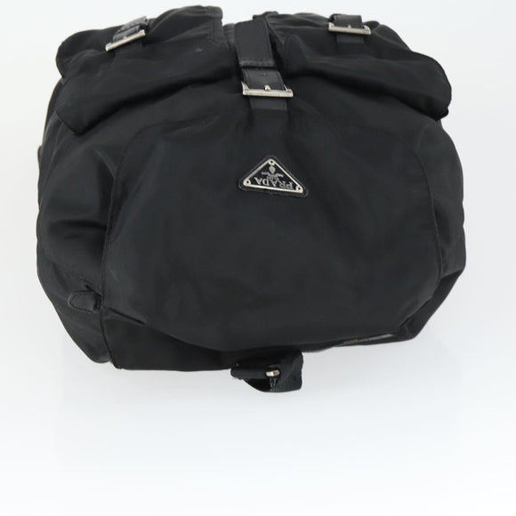 PRADA Backpack Nylon Black Silver Auth bs33077