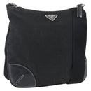 PRADA Shoulder Bag Nylon Black Silver Auth bs33078-1