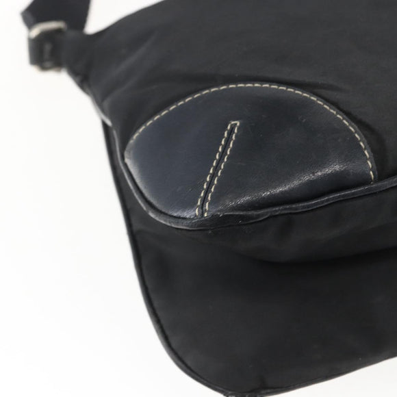 PRADA Shoulder Bag Nylon Black Silver Auth bs33078